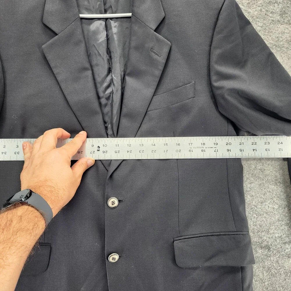 Jack Victor Sport Coat Mens 41R Blazer Black 2 Button Super 100's